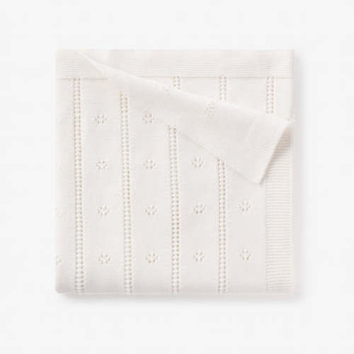 Cream Pointelle Knit Baby Blanket