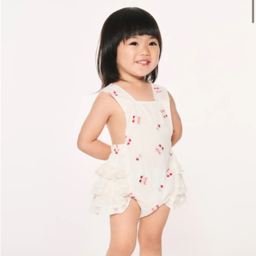 Baby Lindy Cherry Ruffle Pinafore