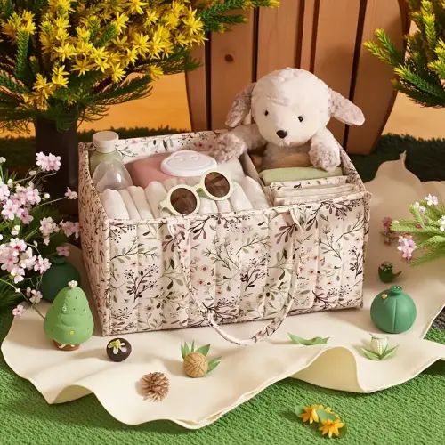picnic basket floral diaper caddy stylish nursery storage - Temu Australia