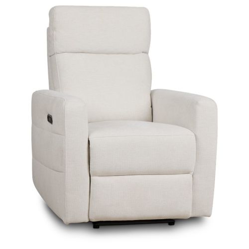 Rae White Fabric Power Recliner