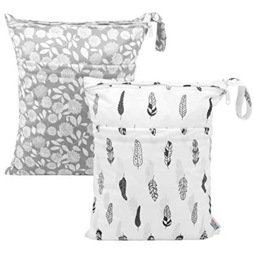 2pcs Wet Dry Bags Waterproof Reusable with Two Zippered Pockets