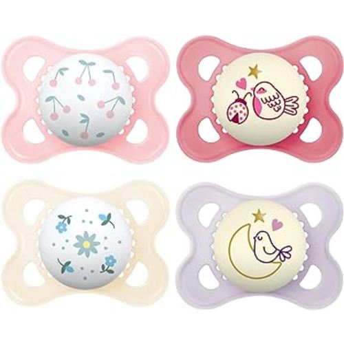 MAM Original Day & Night Pacifiers, Binky Pacifier for 0-6 Months, BPA-Free Silicone, Glows in The Dark, Best for Newborn Babies, Developed with Medical Experts, 4 Count Binkies