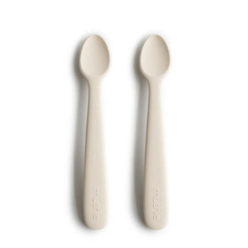Baby Silicone Feeding Spoons (Blush/Shifting Sand) 2-Pack – Mushie