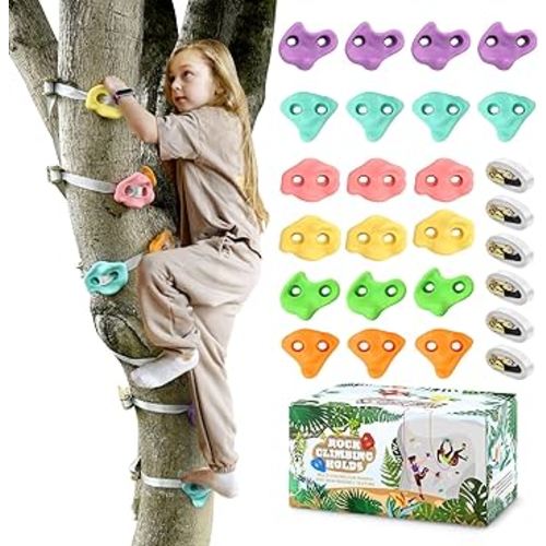 Amazon.com: TOPNEW 20 Ninja Tree Climbing Holds for Kids Climber, Adult Climbing Rocks with 6 Ratchet Straps for Outdoor Ninja Warrior Obstacle Course Training : Toys & Games