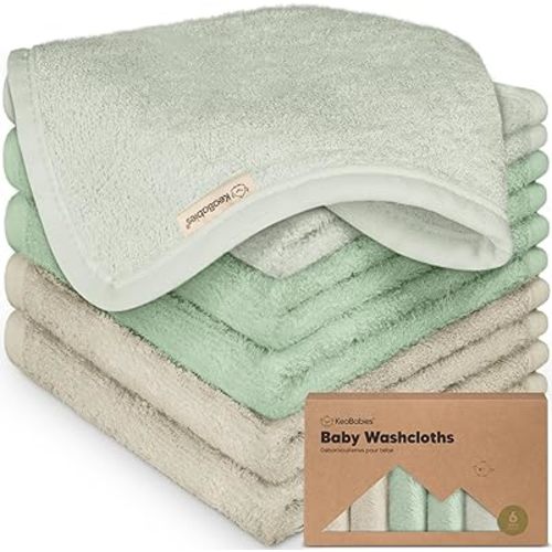 KeaBabies Deluxe Baby Bamboo Viscose Washcloths (6 Pack) - Hills, 6