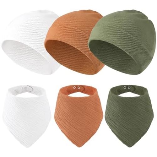 Sofier Baby Hats and Bibs Baby Beanies for Unisex Newborn Infant 0-6 Months Boys Girls Gift Set