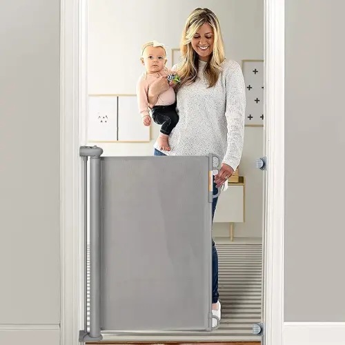 Momcozy Baby Gate, Retractable Baby Gate or Dog Gate 【Easy to USE】 for 33" Tall, Extends up to 55" Wide, Baby Gate for Stairs, Doorways, Hallways, Indoor, Outdoor