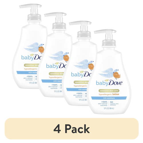 (4 pack) Dove Baby Rich Moisture Hypoallergenic Moisturizing Lotion Newborn Sensitive Skin, 13 oz