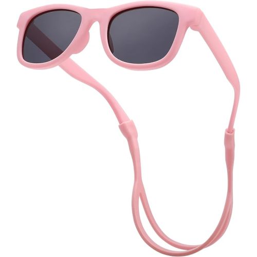 COASION Bendable Flexible Polarized Newborn Baby Sunglasses with Silicon Strap for Infant Boys Girls Age 0-12 Months CA9042
