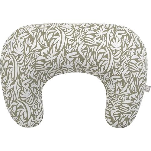 Boppy Nursing Pillow with Organic Cover, Green Cut Out Leaves, Larger, More Supportive Pillow, for Breastfeeding and Bottle Feeding, Firmer, Higher, Larger Than Original Nursing Pillow