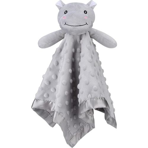 Pro Goleem Hippo Loveys for Babies, Soft Security Blanket Baby Snuggle Toy Newborn Stuffed Animals Baby Gifts for Boys and Girls, 16 Inch