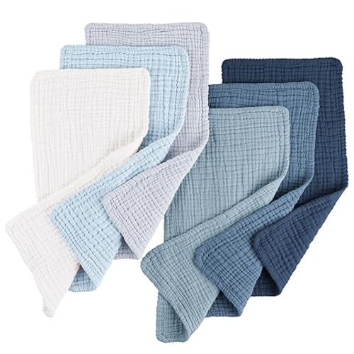 Konssy Muslin Baby Burp Cloths 6 Pack, Soft Absorbent 100% Cotton Burping Clothes for Newborns, Baby Boys and Girls, Unisex