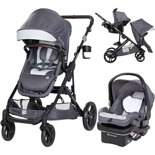 Baby Trend Morph Single to Double Modular Stroller Travel System with EZ-Lift™ PLUS Infant Car Seat, Dash Grey