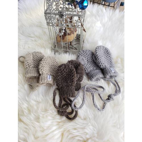 Knitted wool baby mittens,toddler mittens, thumbless or with thumb baby mittens, soft and cozy baby mitts on/or not on string