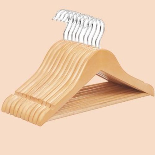 LEDREM Kids Wooden Hangers 20 Pack, Solid Wood Baby Hangers with Pants Bar, Shoulder Notches, and Swivel Hooks, 12.6 x 7.5 Inches