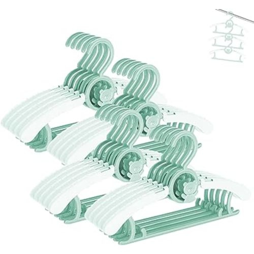 HGYZE Baby Nursery Closet Hangers, Ultra-Thin Non-Slip and Extendable Laundry Infant Pant Hanger for Newborn Clothes -20pcs Green Gifts- Adjustable Children Coat Hanger for Girl Boy Toddler Kids Child