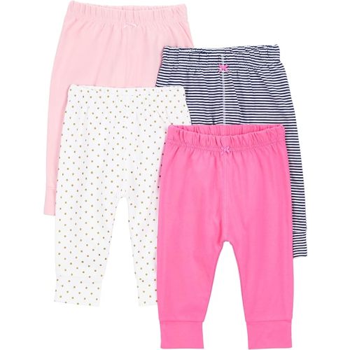 0-3 Mo Cotton Baby Girls' 4-Pack Pant