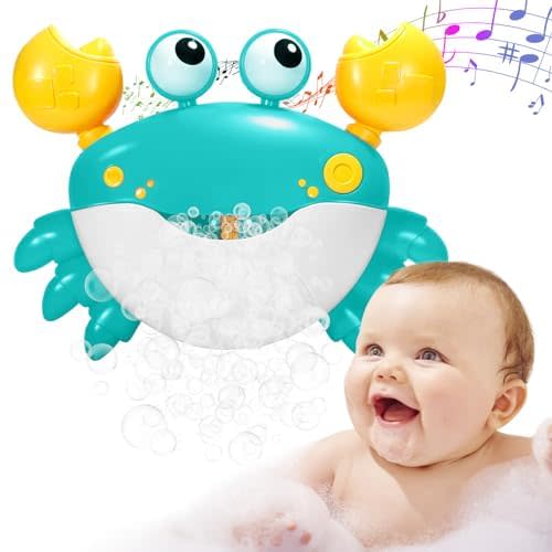 YUISTRE Crab Bubble Machine Bath Toy:Bath Bubble Maker,Blow Bubbles and Plays Children’s Songs,for Bath Toys Battery Operated (Azure)