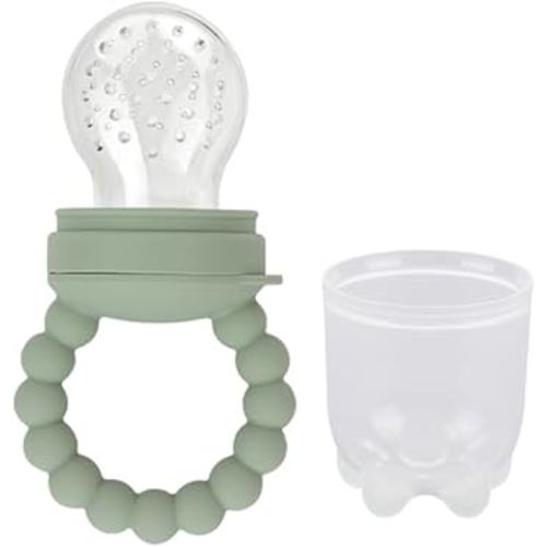 Silicone Baby Food Feeder and Teether - BPA Free Silicone Feeder for Safe Infant Self Feeding, 4 Months (Sage)