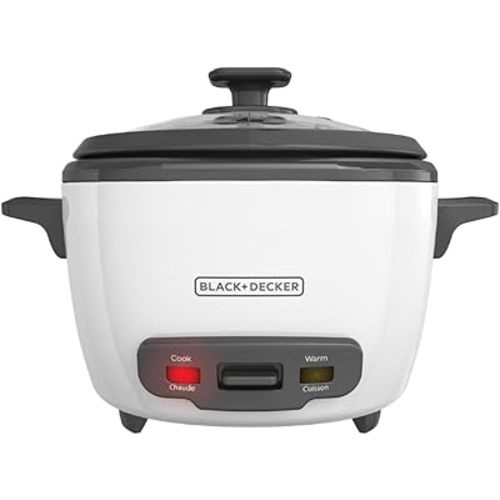 BLACK+DECKER 16-Cup Rice Cooker, 8-Cup Uncooked Rice, Steaming Basket, Removable Non-Stick Bowl, One Touch, Keep Warm