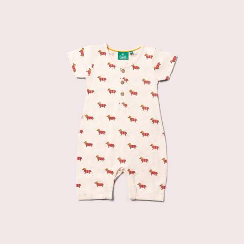 Cream Sausage Dogs Organic Summer Romper