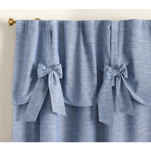 Evelyn Linen-Blend Bow Valance Blackout Curtain