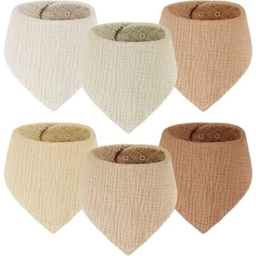 Muslin Bibs for Boys Girls Baby Bibs for Drooling and Teething 100% Cotton Soft and Absorbent Drool Bibs for Unisex Newborn Infant Beige&Brown
