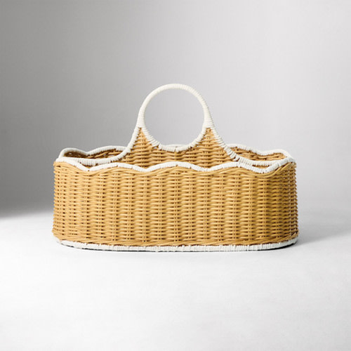 Scallop Rattan Diaper Caddy