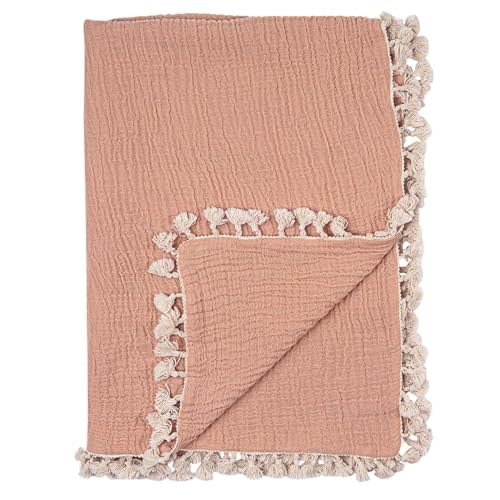 Crane Baby Muslin Swaddle Blanket, Soft Cotton Lightweight Nursery and Stroller Blanket for Baby Boys & Girls, Copper, 30" x 40"