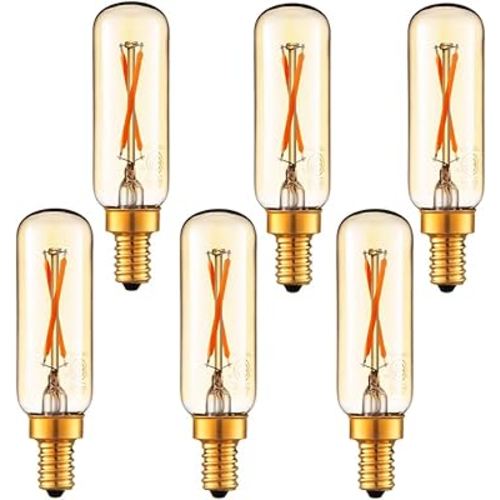 LiteHistory Dimmable T6 led Bulb 25W Candelabra led 2200K Amber 120lm 2W e12 T25 led Bulb 6Pack