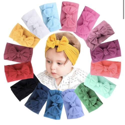 JOYOYO 16 Colors Soft Wide Turban Baby Headbands with 4.5 inches Hair Bow Headwraps for Baby Girls Infants Newborn Hair Accessories Toddlers Kids and Children
