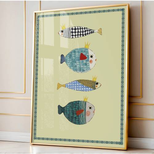 Colorful Fish Art Print: Nursery Wall Decor (Digital Download)