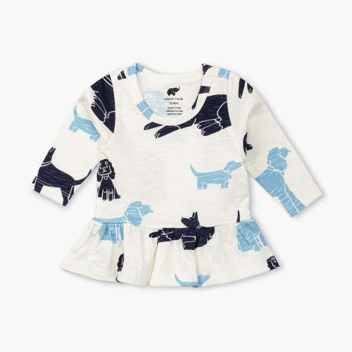 Long Sleeve Peplum Tee_Blue Dogs – Monica + Andy