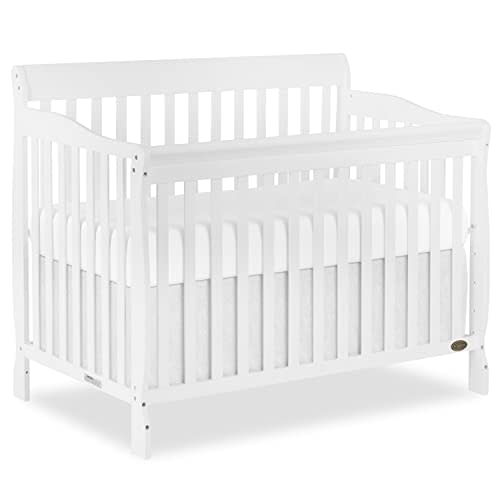 Dream On Me Ashton 4-in-1 Convertible Full-Size Baby Crib, White, GreenGuard Gold & JPMA, Sustainable Pinewood, 4 Mattress Heights, Converts to Toddler, Day & Full-Size Bed
