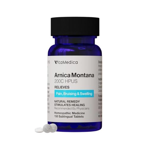 VitaMedica Arnica Montana 200C Rapid Dissolve Tablets for Natural Pain, Bruising, and Swelling Support - High Potency Homeopathic Medicine for Injury and Surgery Recovery - 150 Ct - 50 Servings