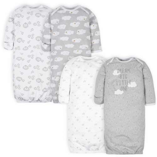 4-Pack Baby Neutral Sheep Gowns - 0-6 mos