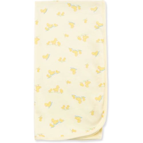 Little Me Gender Neutral Duckies Swaddling Receiving Blanket, 30 x 27 Inches