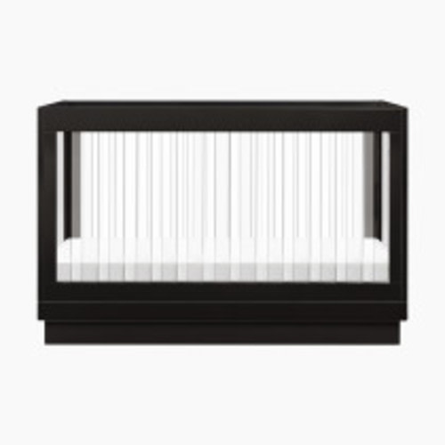 babyletto Harlow Acrylic 3-in-1 Convertible Crib with Toddler Bed Conversion Kit - Black With Black Base And Acrylic Slats