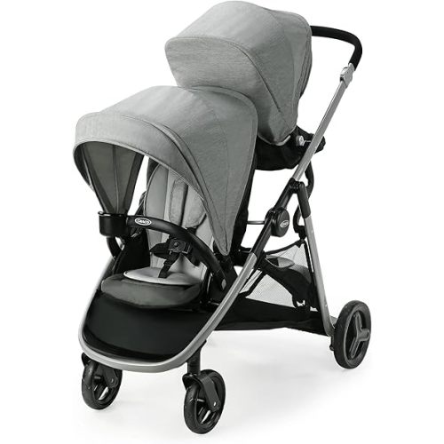 Graco Ready2Grow LX 2.0 Double Stroller Features Bench Seat and Standing Platform Options, Clark