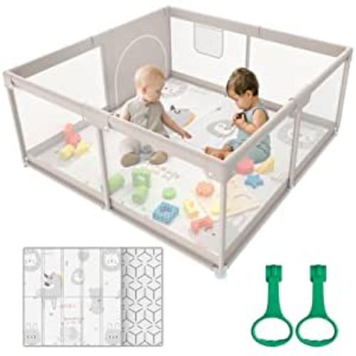 Amazon.com : ZEEBABA Baby Playpen with Mat, 47x47inch Playpen, Playpen for Babies and Toddlers, Small Baby Play Pens, Large Playpen for Toddler, Play Yard for Infants with 47" Play Mat, Playard with Gate : Baby