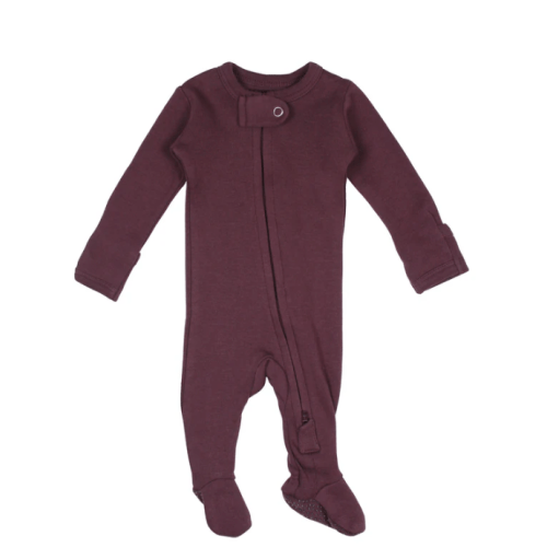 Plum | Organic Zipper Footie 3-6m