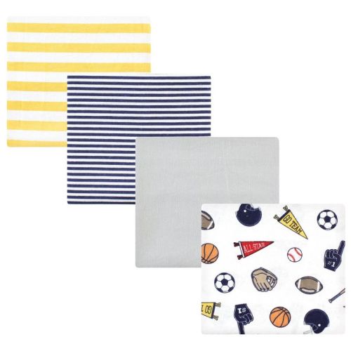 Hudson Baby Infant Boy Cotton Rich Flannel Receiving Blankets, Sports Fan, One Size