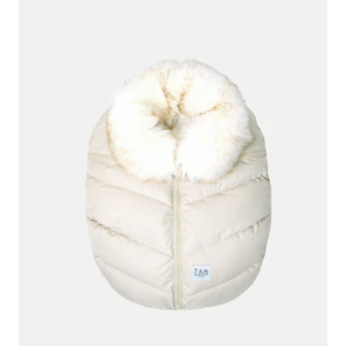 Heather Beige - White Faux Fur Car Seat Cocoon - Tundra