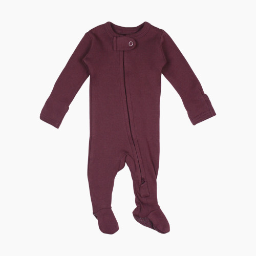 L'ovedbaby Organic 2-Way Zipper Footie - Plum, 0-3M