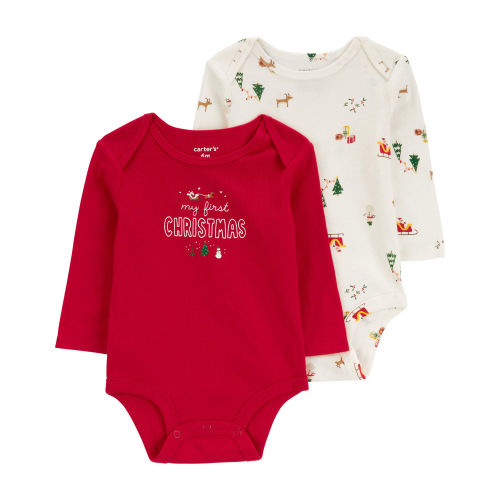 Baby 2-Pack My First Christmas Long-Sleeve Bodysuits - Carter's | Carter's