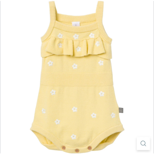 Baby Girls Yellow Floral Jersey Sunsuit Romper