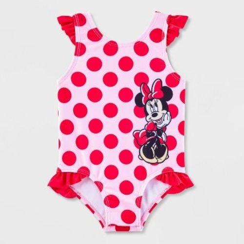 Baby Girls' Disney Minnie Mouse One Piece Swimsuit - Pink 6m
