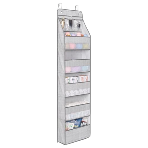 Univivi 6 - Layer Fabric Over the Door Organizer Gray Foldable Nursery Closet Storage, Large Hanging Door Organizer for Cosmetics, Toys and Sundries…