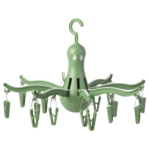 PRESSA Hanging dryer with 16 clothes clips - green
