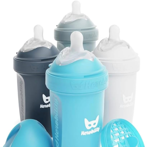 3-Pack Heat-Sensing Glass Baby Bottles 220 ml, Teal – Herobility